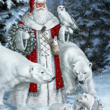 Санта-Клаус и полярные медведи DIY живопись по номерам 24 цвета пигментная кисть ручная роспись креативная цифровая картина маслом