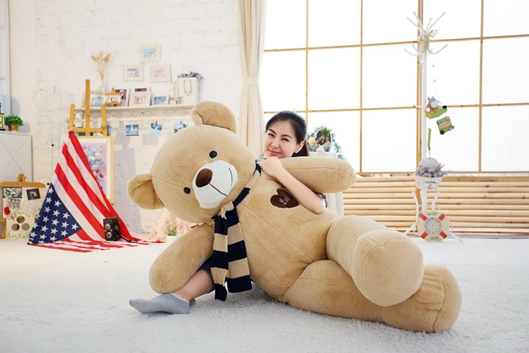 Мягкий большой плюшевый медведь, плюшевая игрушка с шарфом, 80 см, 100 см, Kawaii, большие медведи для детей, огромная Подушка, куклы, подарок для девушки