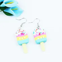 Летние Стильные милые серьги с мороженым для девочек, полимерная глина, милые серьги в форме конфет для милых женщин и девушек, ювелирные изделия с леденцом