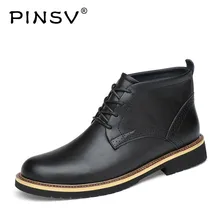 PINSV Boots Men Adult Shoes Genuine Leather High Top Men Casual Leather Shoes Outdoor Casual Boots Mens Shoes Large Size 38-48