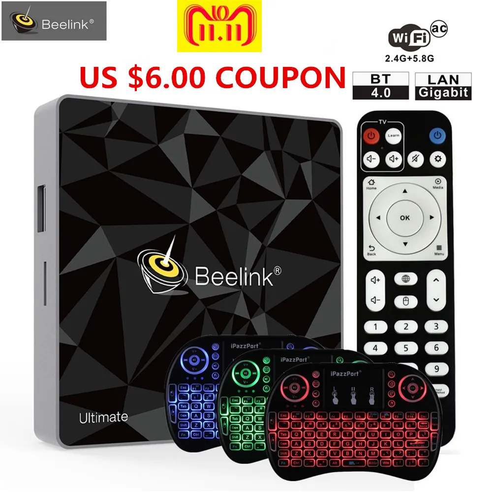 

Beelink GT1 Ultimate TV Box Android 7.1 Amlogic S912 Octa Core 3G RAM 32G ROM Smart TV Set Top Box 5G WiFi BT4.0 HD Media Player