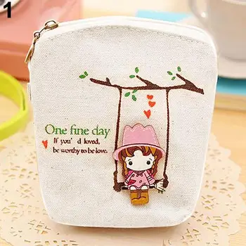 

New Adorable Women Canvas Wallet Small Clutch Zip Card Coin Holder Purse Handbag