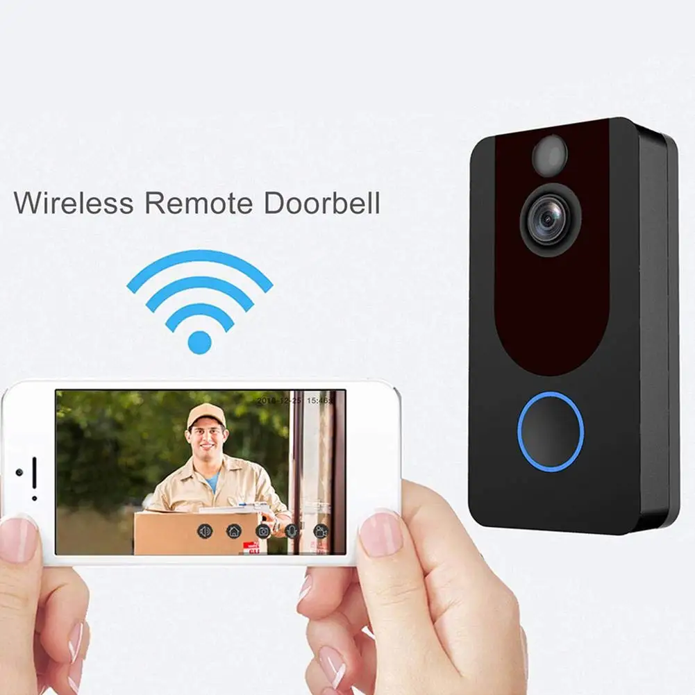 WiFi дверной звонок камера V7 1080p видео 166 градусов широкоугольный телефон домофон удаленный водонепроницаемый беспроводной Видео дверной мониторинг сигнализация