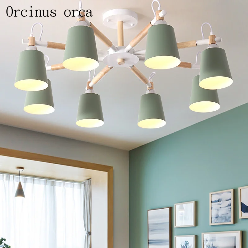 

Nordic modern minimalist iron pendant lamp living room bedroom lamp creative personality color ceiling lamp free shipping