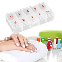 Коробка для хранения держатель Контейнер для таблеток ювелирные изделия ногтей советы 10 сетки Органайзер прозрачный ящик для ногтей