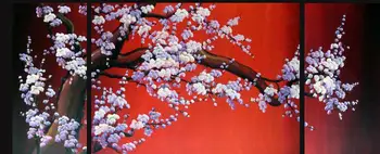 

Artist's Perfect Handmade Living Room Decoration Oil Painting 60 x 24in on Canvas: Plum Blossom in Primrose .