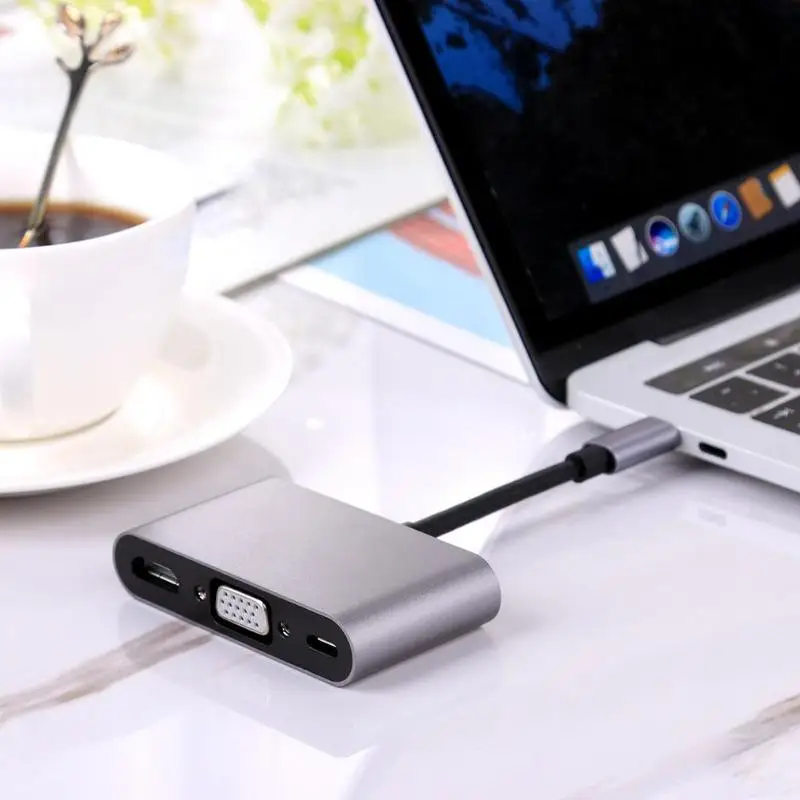5 в 1 Тип-C на HDMI+ VGA+ аудио+ USB3.0+ PD USB3.1 10 Гбит/с, высокая Скорость расширитель концентратора адаптер конвертер кабель