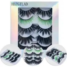 5pair Colored black 3D Soft Mink Hair False Eyelashes Handmade Wispy Fluffy Long Lashes Natural Eye Makeup Tools Faux Eye Lashes