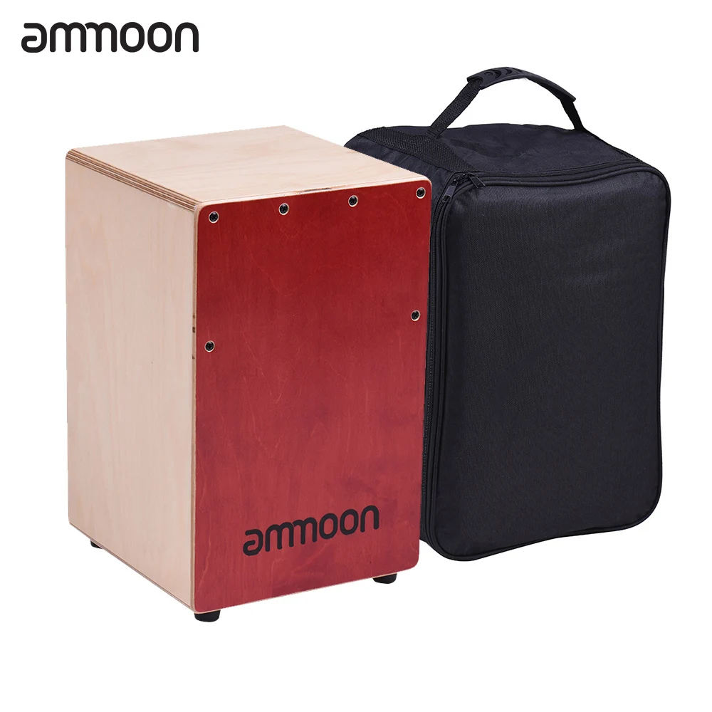 ammoon Wooden Hand Drum Cajon Box Drum Children Kids Persussion Instrument Birch Wood with Adjustable Strings Carrying Bag