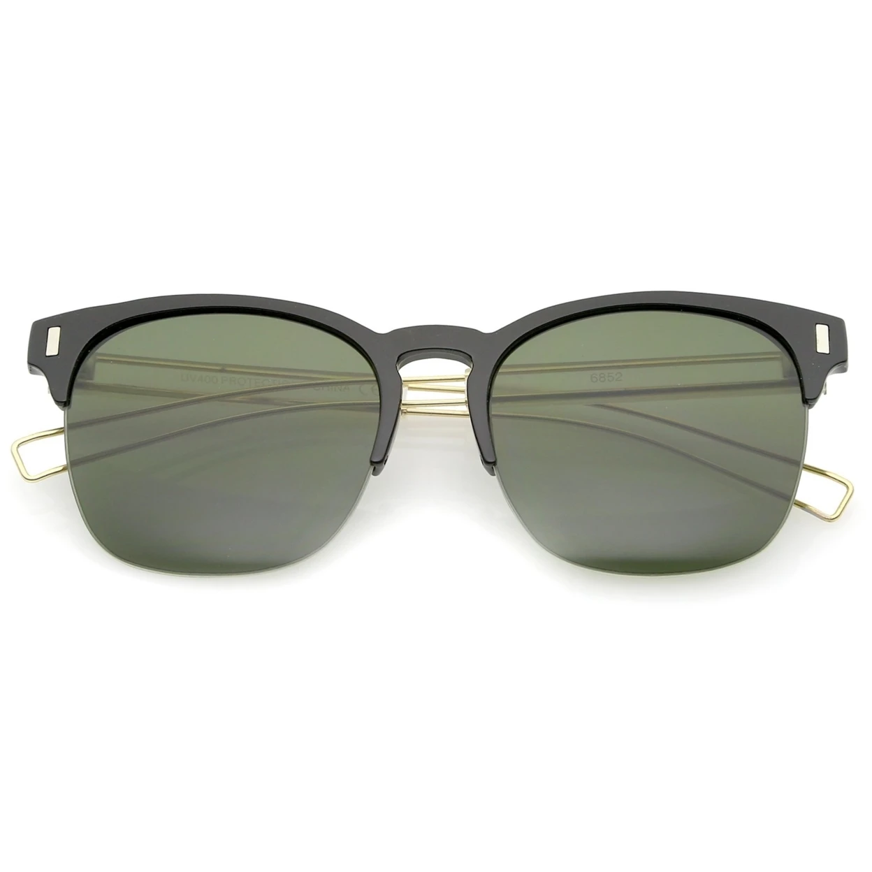Semi Rimless Wire Hook Temples Square Lens Horn Rimmed Sunglasses 56mm (4)