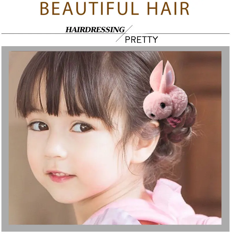 Милая Детская резинка для волос в виде кролика, корейские аксессуары для волос, эластичное кольцо для девочек, заколка для волос в виде конского хвоста