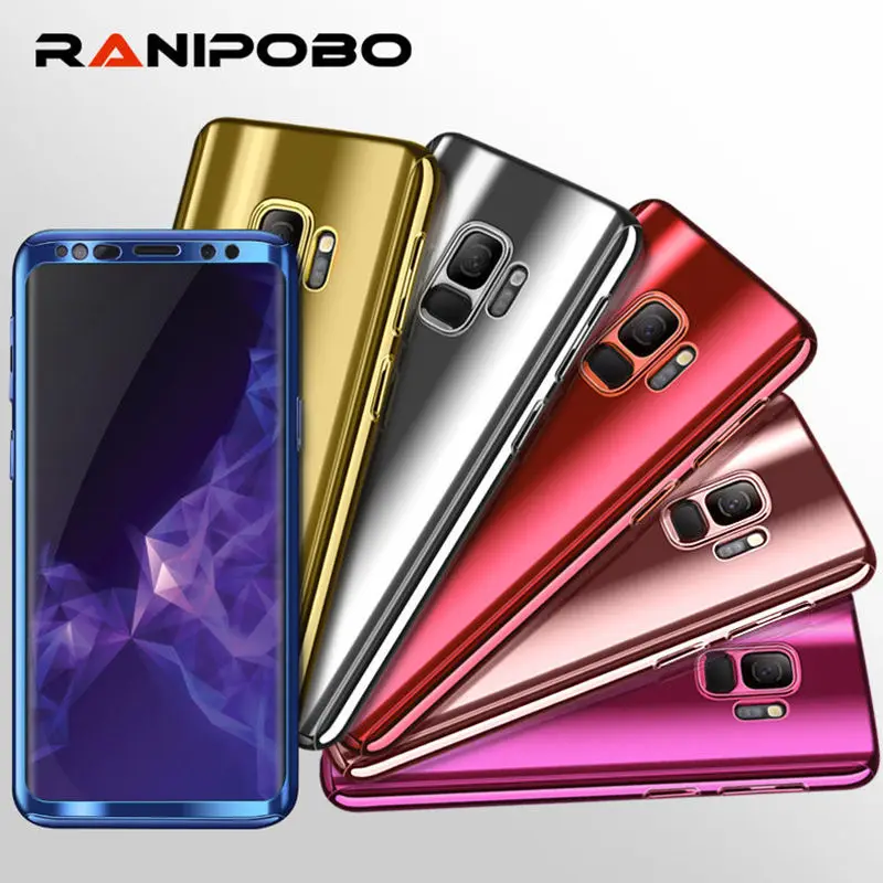

Plating Mirror PC Case For Samsung Galaxy S7 S8 Edge Plus Note8 Cover 360 Degree Full Body Protection Cases With Tempered Glass
