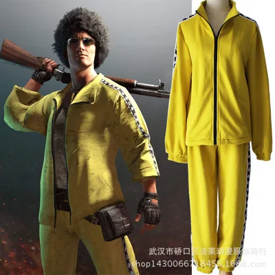  game PLAYERUNKNOWNS BATTLEGROUNDS cosplay PUBG Yellow sports clothes set Yellow clothes pants props