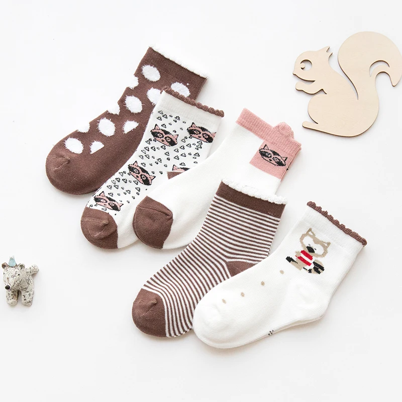 5pairslot Fashion Autumn Winter New Kids Cotton socks Boy Girl Baby Infant fashion stripe Cartoon sports socks (8)