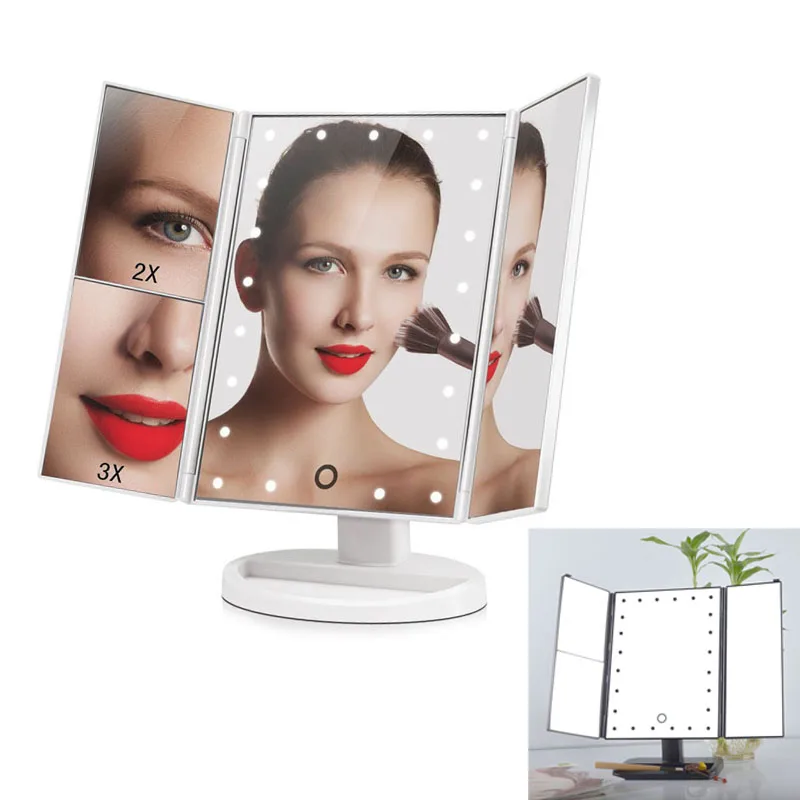 

180 Degree Rotation Screen Folding Led Lighted Makeup Mirrors Makeup Tools USB Charging or Battery Supply - 2X/3X Magnifying