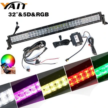 

Yait 32" Multi-color LED Light Bar 180W 5D RGB Off road LED Bar LEDs Spot Flood Combo Beam with Bluetooth App & Wiring Harness