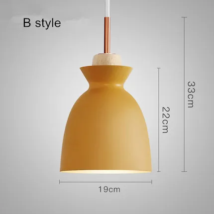 Современный подвесной светильник s скандинавский Лофт светодиодный подвесной светильник Деревянный алюминиевый подвесной светильник для бара, Кухонный Светильник - Цвет корпуса: yellow B style