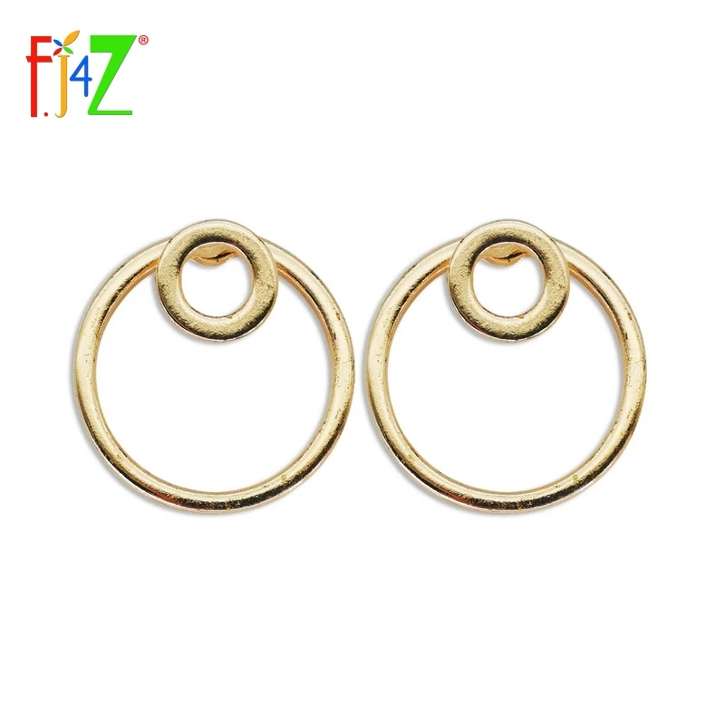 

Geo Earrings Fashion Designer golden Silver Black Alloy Double Circle Back Front Stud Earring For Women bijoux brincos