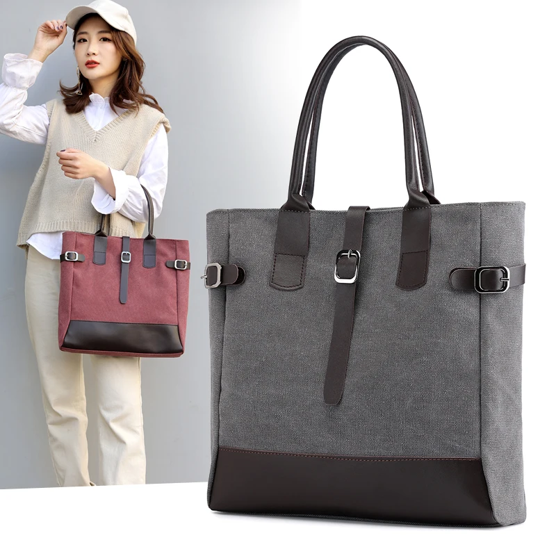 

KVKY Fashion Women vintage canvas Handbag Shoulder Tote bags for female 2019 Shopping bags bolsa feminina