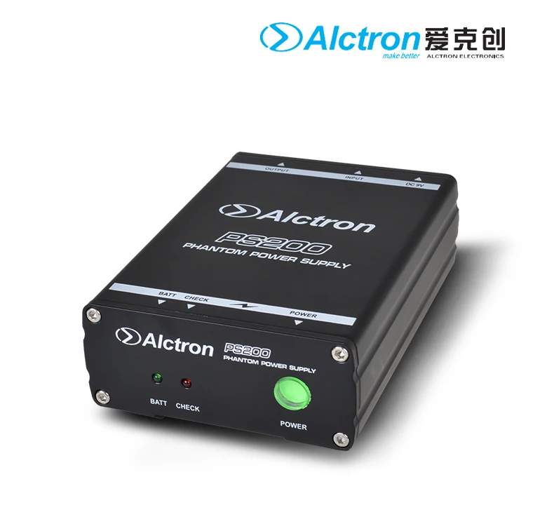 Alctron PS200 48V фантомный источник питания для конденсаторного микрофона, как от 9V батареи, так и от 9V адаптера