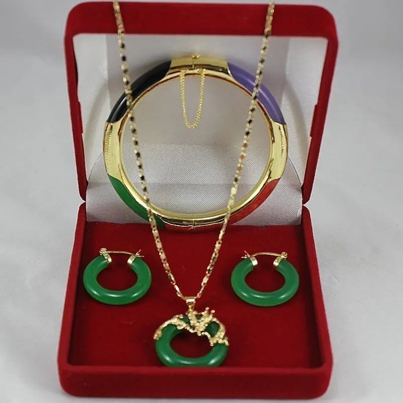 

Free shipping Wonderful Multicolor Natural stone Circle Dragon Pendants Necklace Bracelet