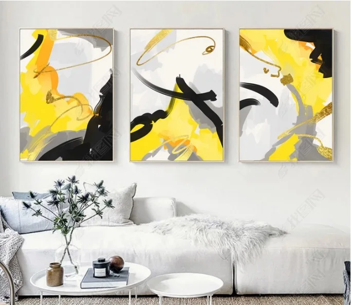 Modern Simple Abstract Golden Lines Canvas Print Modular Wall Paintings For Living Room Art Home Decor No Framed | Дом и сад