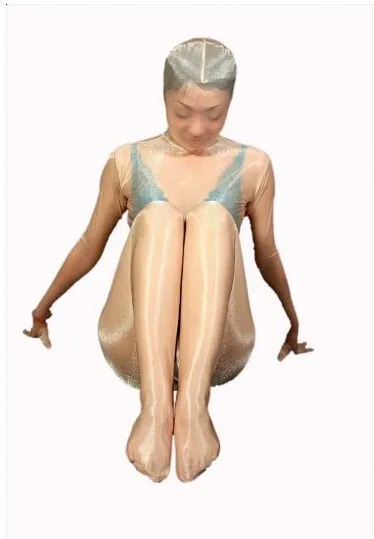 

(AL812)Super Shiny Flesh Sheer Silk Transparent Tights Unisex Fetish Zentai Suits Fetish Zentai Wear Sheer Bodysuit