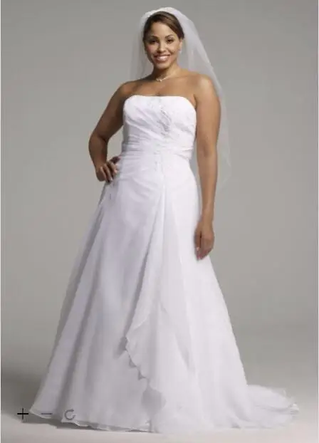2016 Chiffon A Line Wedding Dresses Strapless Neeckline With Lace