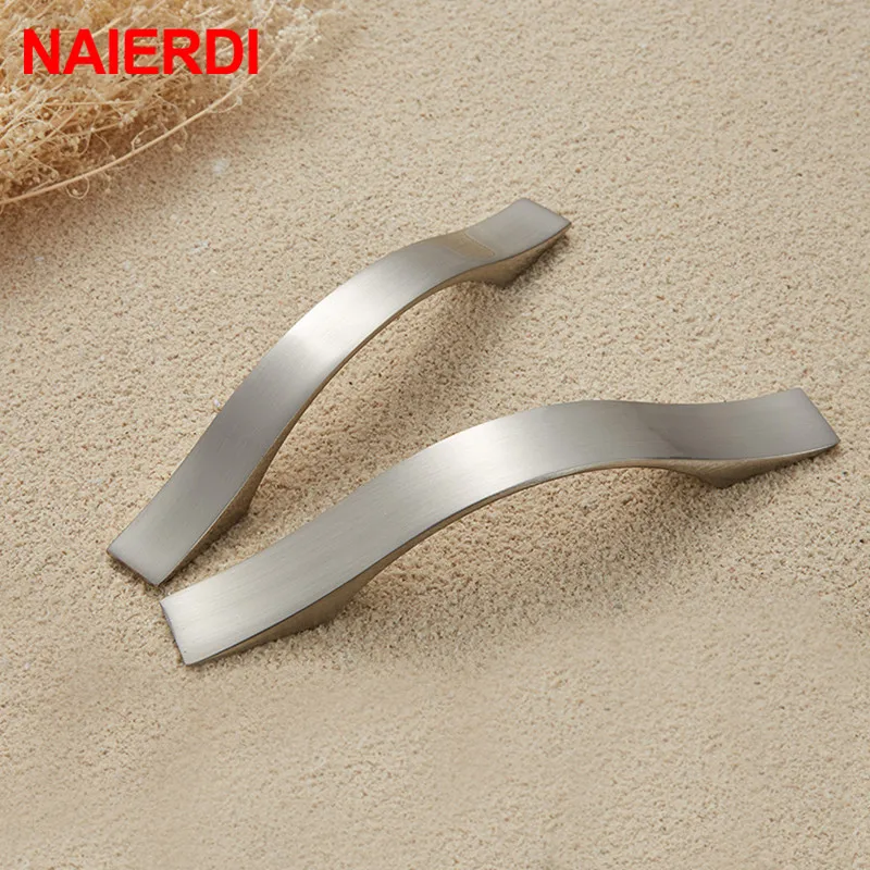 NAIERDI Cabinet Handles Drawer Knobs Aluminum Alloy Wardrobe Door Handles Brushed Pulls Simple Modern Style Furniture Handle furniture handles