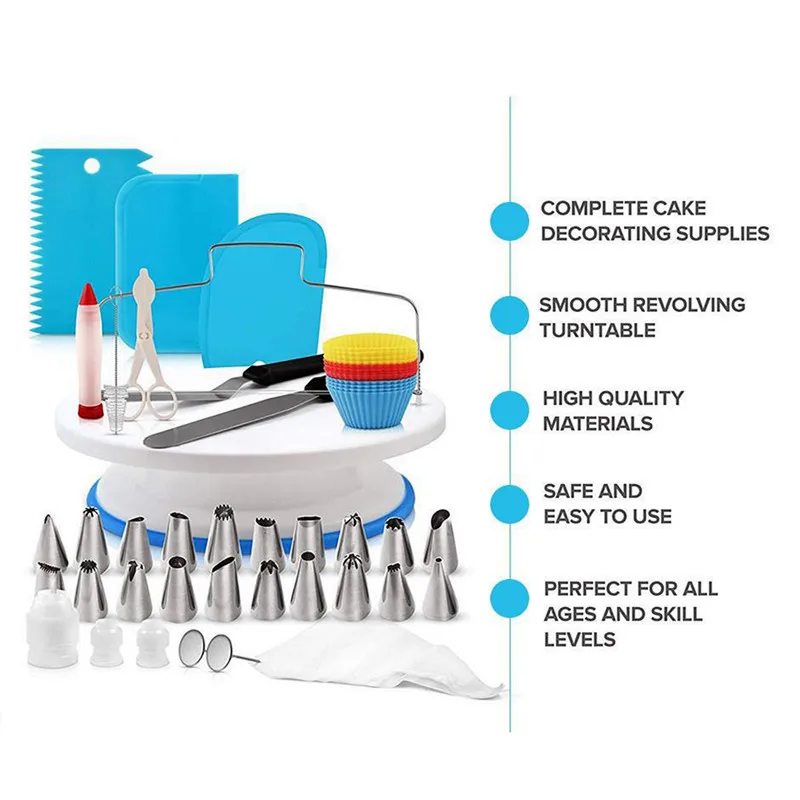 106 шт. комплект для украшения торта приспособление для выпечки набор вращающаяся подставка Кондитерские трубки инструменты для помадки кухонный десерт торт набор инструментов