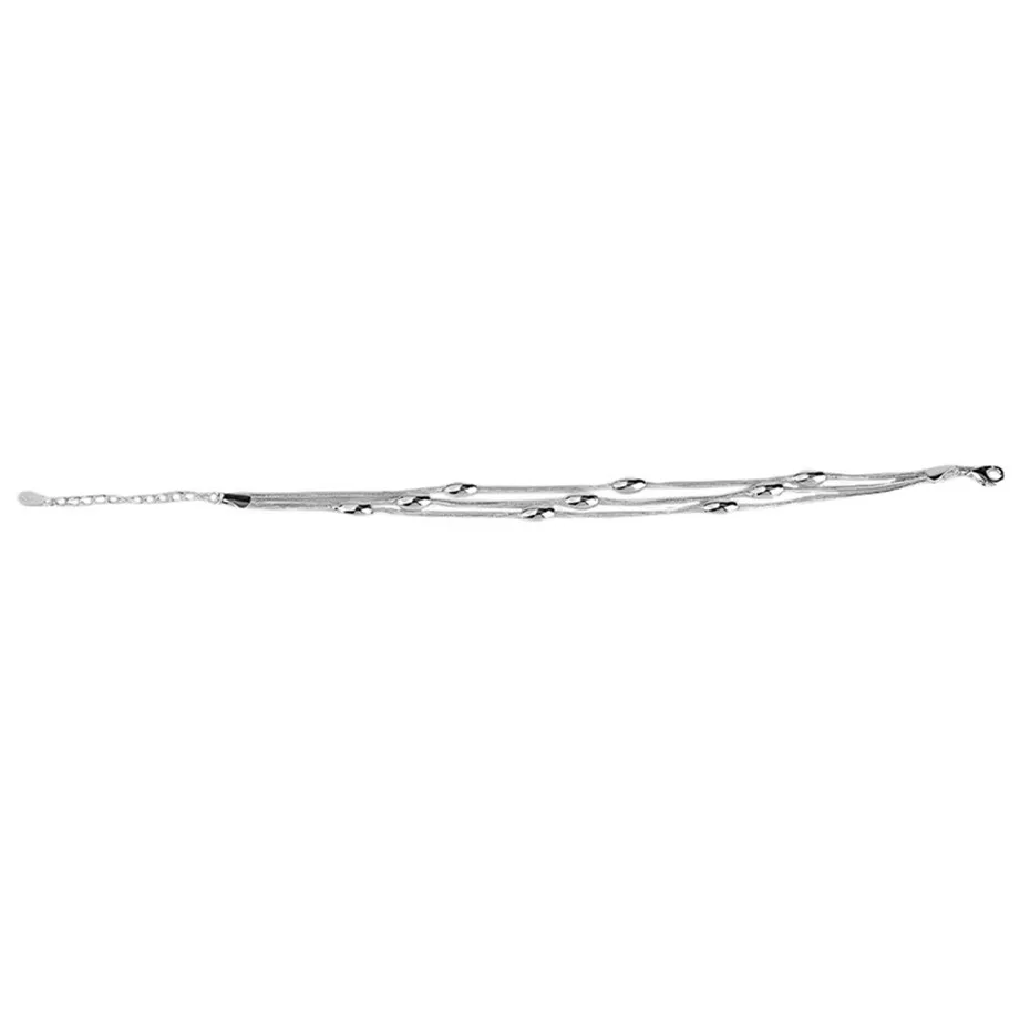 New arrival 2018 Charm Adjustable Silver Plated Bracelets Lady Three-line Light Bead Chain Gift Girls Birthday Presents (7)