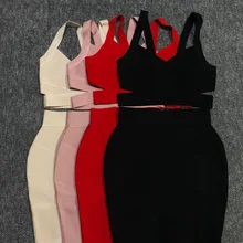 Летнее женское платье,, красное, черное, белое, телесное, пыльно-розовое Бандажное платье из двух частей, вечернее платье+ костюм