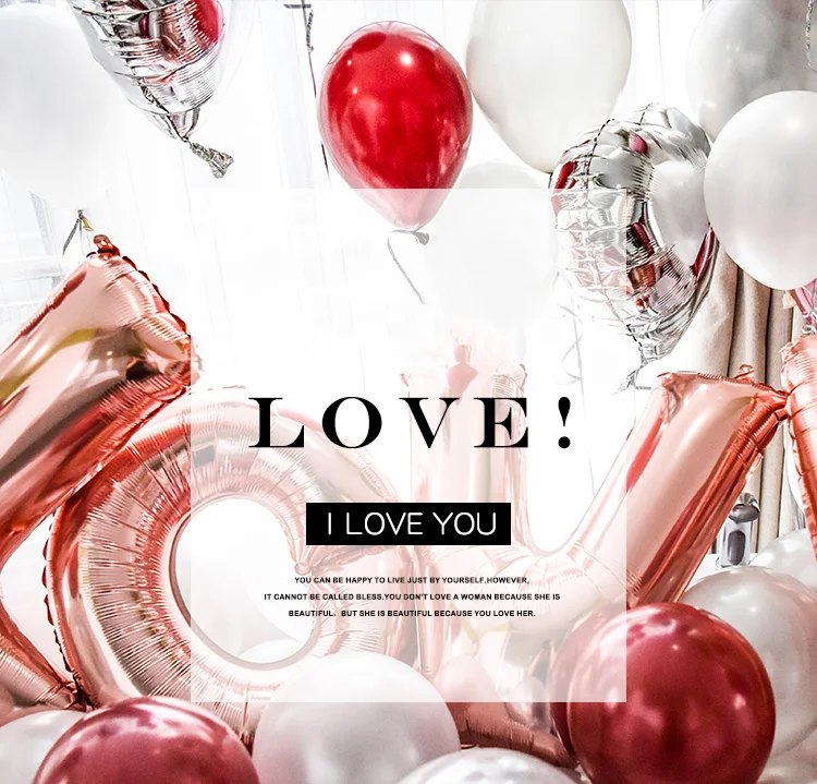 Love Letter Balloon Set Wedding Decoration Bling Aluminum Film Balloon Set Wedding Valentine's Day Anniversary Party Supplies  -1