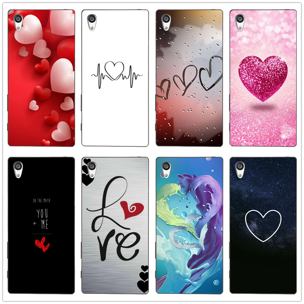 Love Heart Shape Lucky Pattern Printed TPU soft case Cover For Sony Xperia Z Z1 Z2 Z3 Z4 Z5 compact Premium shell Coque |