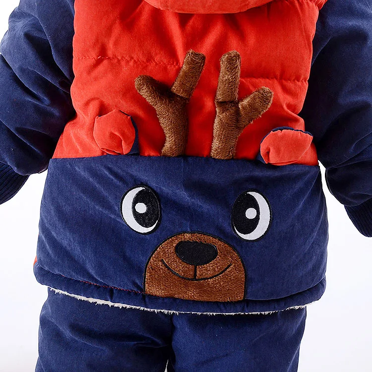 Baby Cute Beer Winter Down Clothing Set Boy Girl Hooded Jacket Coat Pants Popular Clothes Red Blue Orange Size 2 3 4 Years Old (2)