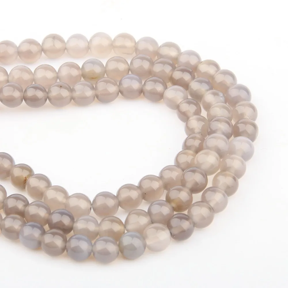 Cuentas de piedra Natural fabricación de joyas, abalorios sueltos de color gris Agate4/6/8/10/12mm, de moda, collar, pulsera DIY|cuentas| - AliExpress