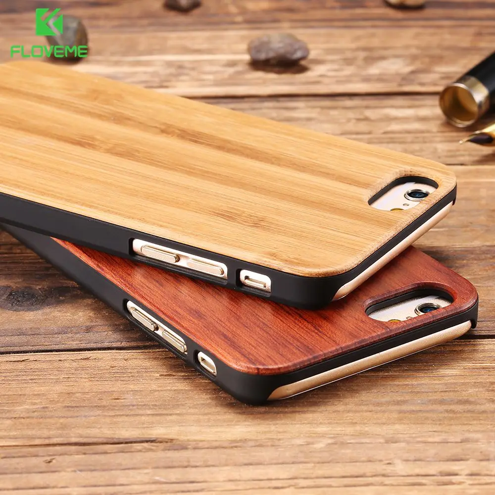 

FLOVEME Real Wood Case For iPhone 6 6S 7 5S 5 SE Natural Wood Hard Back Cover Classic Vinta Durable Cases For iPhone 7 6s 6 Plus