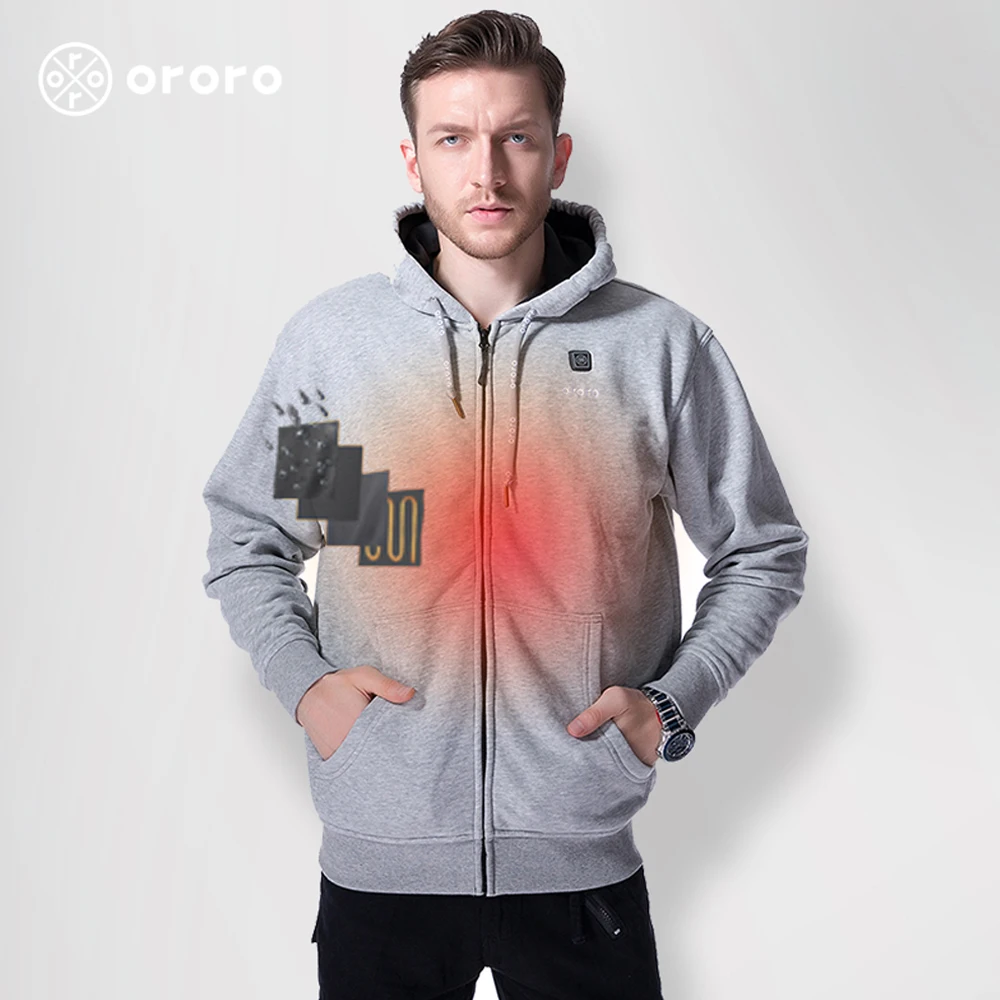 ORORO Unisex Womens Mens Heated Jackets Hoodie Full Zip