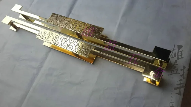 Chinese Antique Door Handle Modern Titanium Color Engraving Glass Chinese antique door handle modern titanium color engraving glass door luxury bronze clouds wood door handles - Chinese Antique Door Handle Modern Titanium Color Engraving Glass