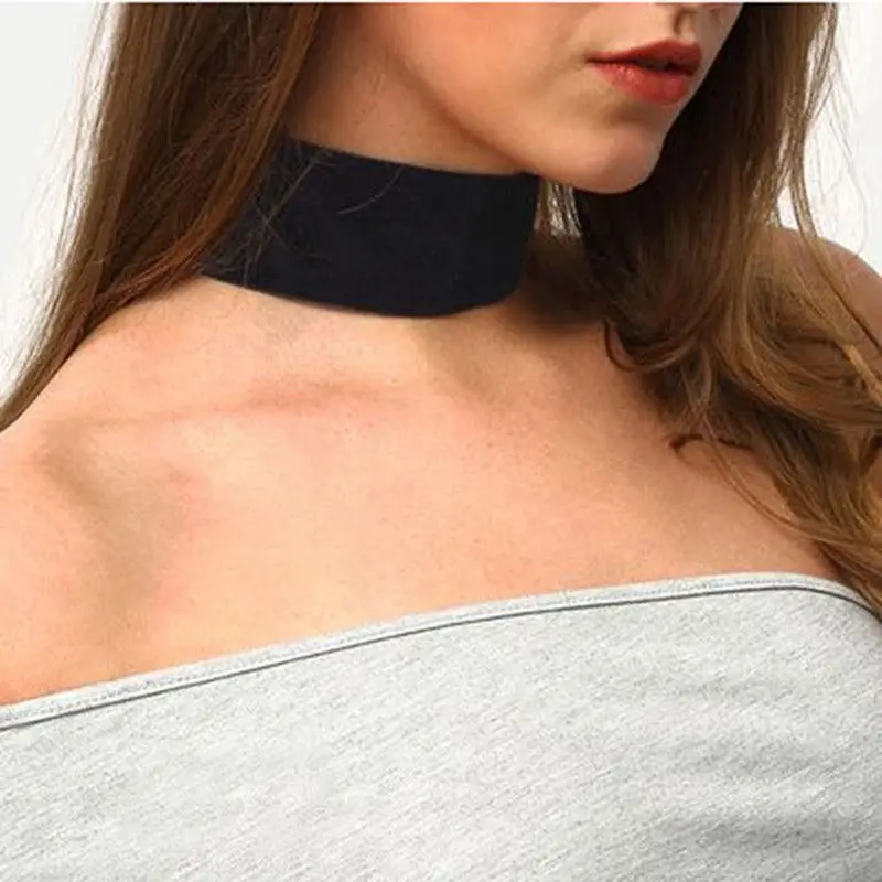 

2017 Fine Simple Black Clavicle Wide Flannel Cloth Choker Necklace Collar Velvet Short Necklace Punk Style For Women Jewelry