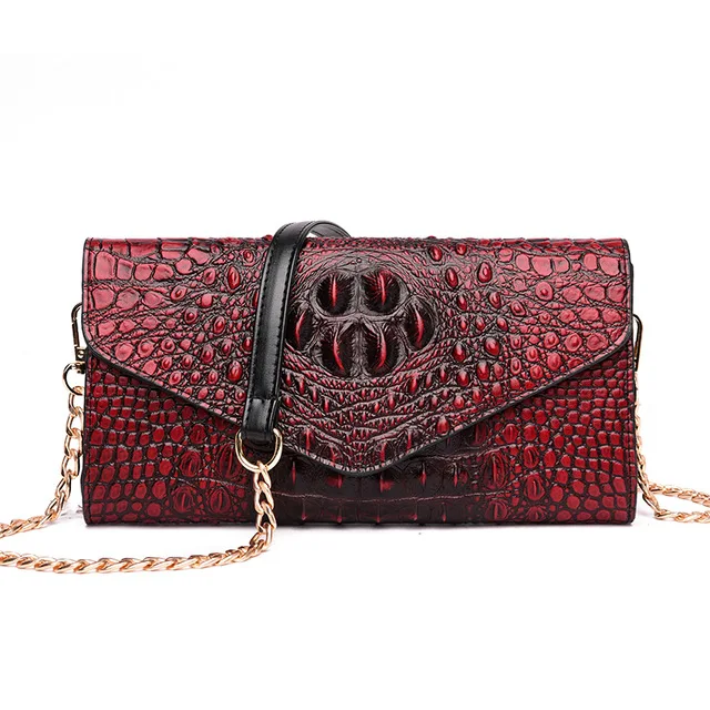 Для женщин Aligator дизайнерская сумка с клапаном через плечо, кожаная сумка на плечо сумка с клапаном на цепочке сумка Зеленый вечерние сумки - Цвет: red