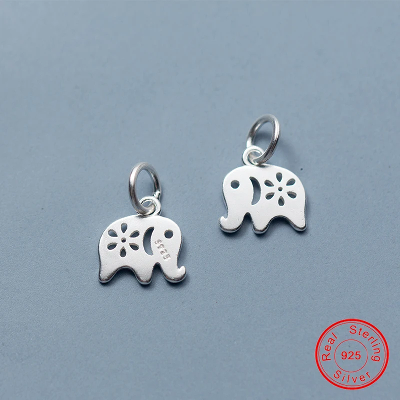 

UQBing 100% 925 Sterling Silver Hollow Flat 10*10*1.2mm Elephant Pendant Charm For Women Men DIY Jewelry Accessories Findings
