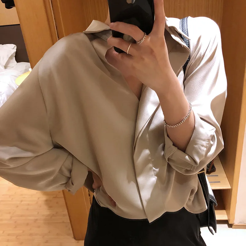 

Mooirue Summer Spring 2019 female korean blouse Chiffon Long V Turn-down Collar stripes loose blouse lady Chiffon cardigan