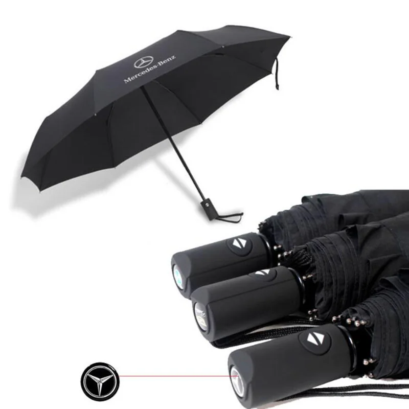 

Creative black car logo Mercedes Audi umbrella reinforcement windproof 8 bone tri-fold umbrella advertising umbrella