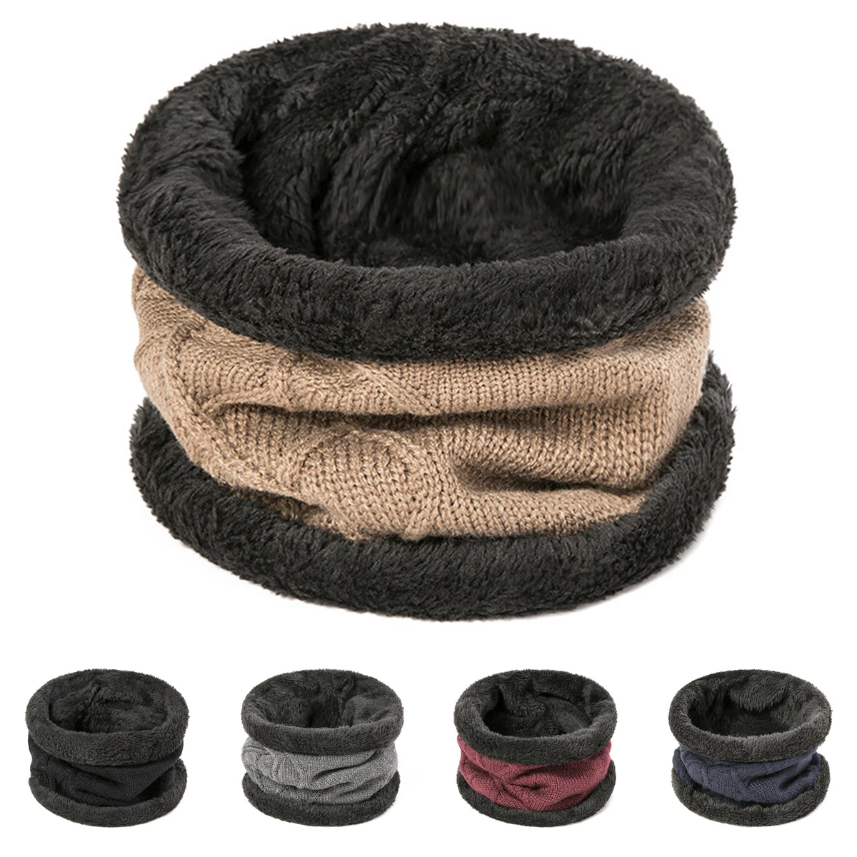 

Winter Scarf For Women Men Children Thickened Wool Collar Scarves For Girls Neck Scarf Cotton Unisex Knitted Ring Scarf