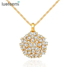 LUOTEEMI Fashion Female New Flower Zircon Stone Pendant Necklace Women Fancy Luxury Chain Necklace Jewelry for Girls Wholesale
