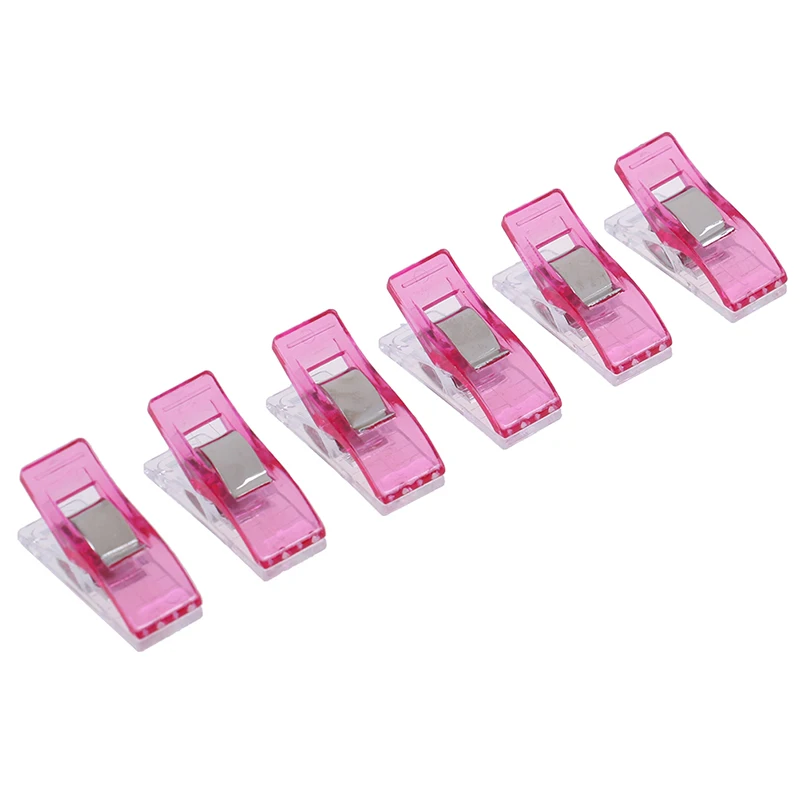 20pcs Sewing Accessories Knitting Clips Mixed Color Home Supply Plastic Quilter Holding Clips Plastic+Metal Quilt Binding - Цвет: rose red