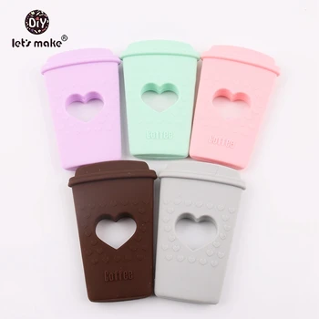

Let's make Baby Teether DIY Crafts For Baby Rattle Food Grade Silicone Teether Heart Coffee Cup 5pc DIY Charms Silicone Teether