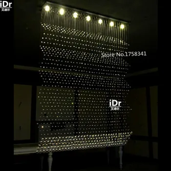 

Modern LED Crystal lamp Restaurant Living Room Ceiling lights hanging wire rectangular curtain lights