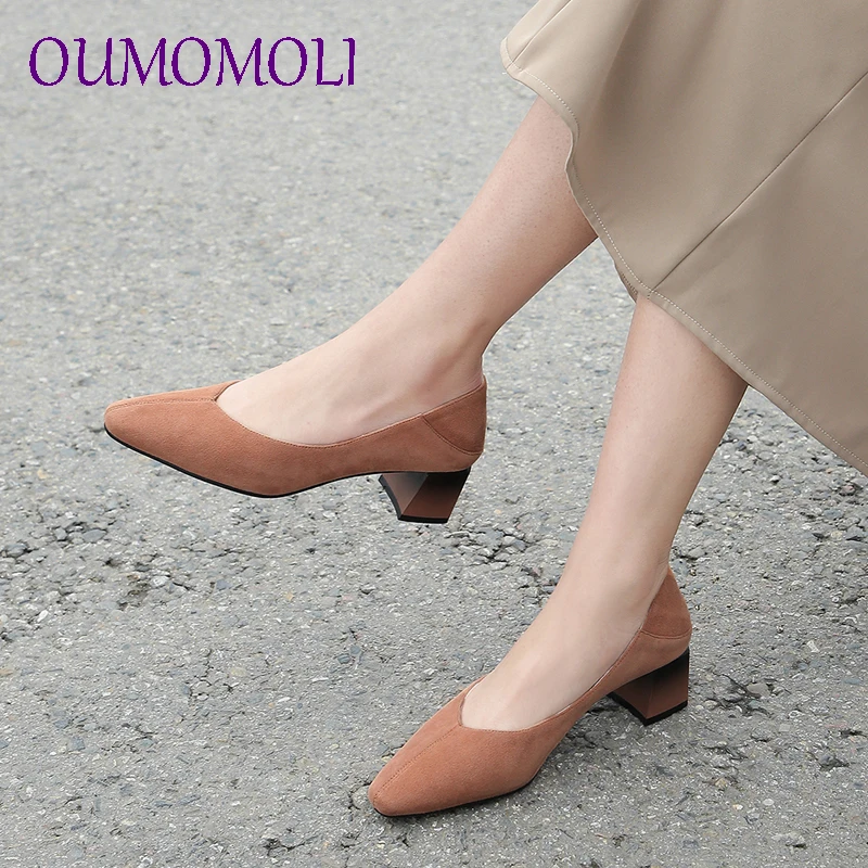 

Genuine Leather Oxford Loafers Square Toe Women Low-heeled Office Shoes Slip On Ladies Designer Moccasins Apricot brown d778